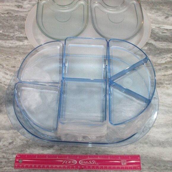 Vintage Tupperware Preludio New Acrylic Oval Divided Server with 2 Snack Trays - Picture 3 of 7